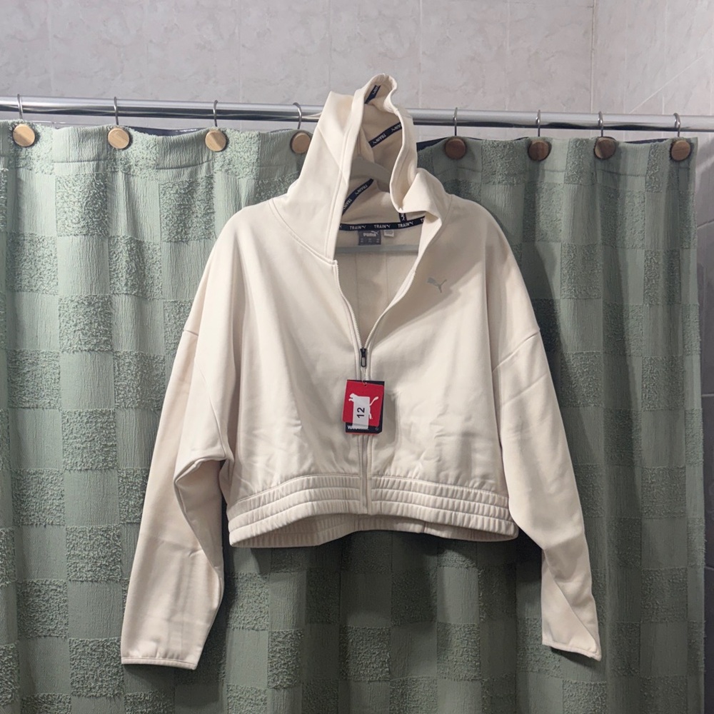 Puma Women's Off-White Bomber style sweatshirt zip up
